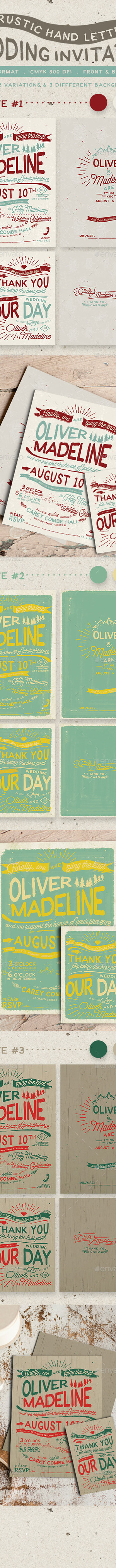 Rustic Hand Lettering Wedding Invitation, Print Templates | GraphicRiver
