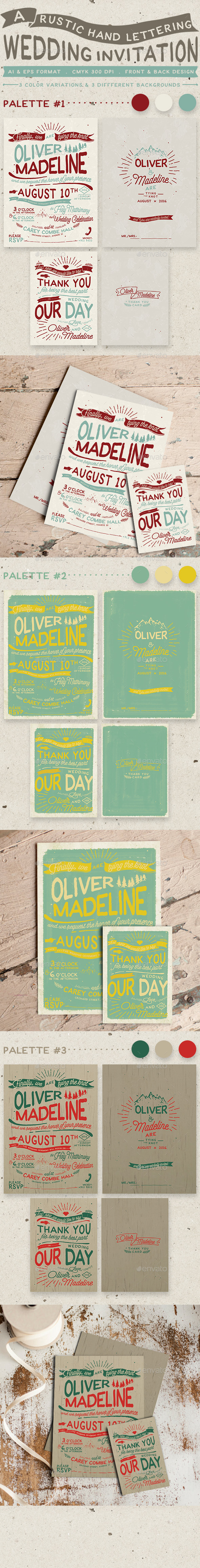 Rustic Hand Lettering Wedding Invitation, Print Templates | GraphicRiver