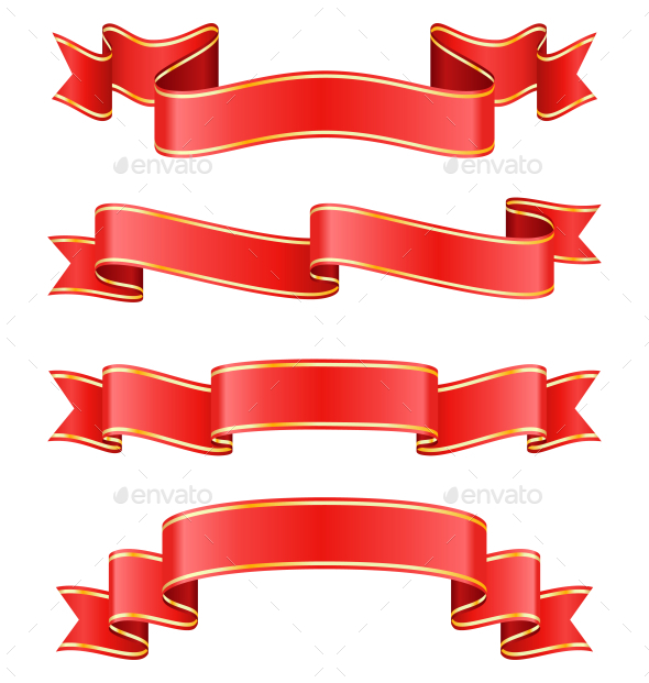 Celebration Curved Ribbons Variations on White, Vectors | GraphicRiver