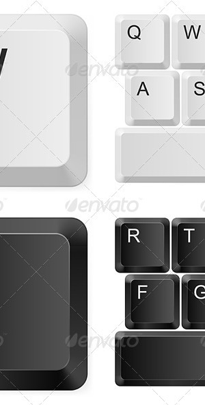 White and black computer keys., Vectors | GraphicRiver