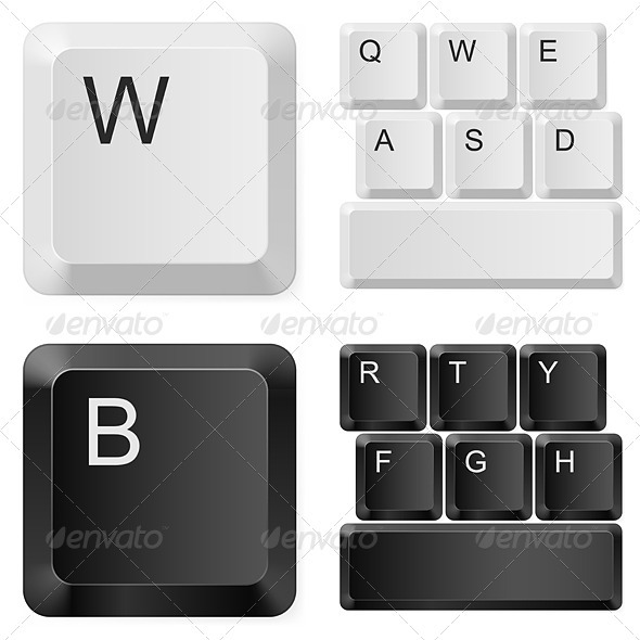 White and black computer keys., Vectors | GraphicRiver