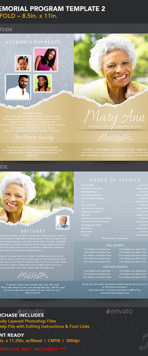 Memorial Program Template 2, Print Templates | GraphicRiver