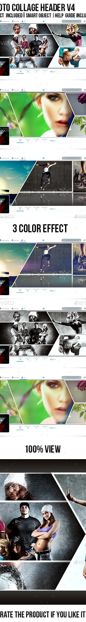 Twitter Photo Collage Header V4, Web Elements | GraphicRiver