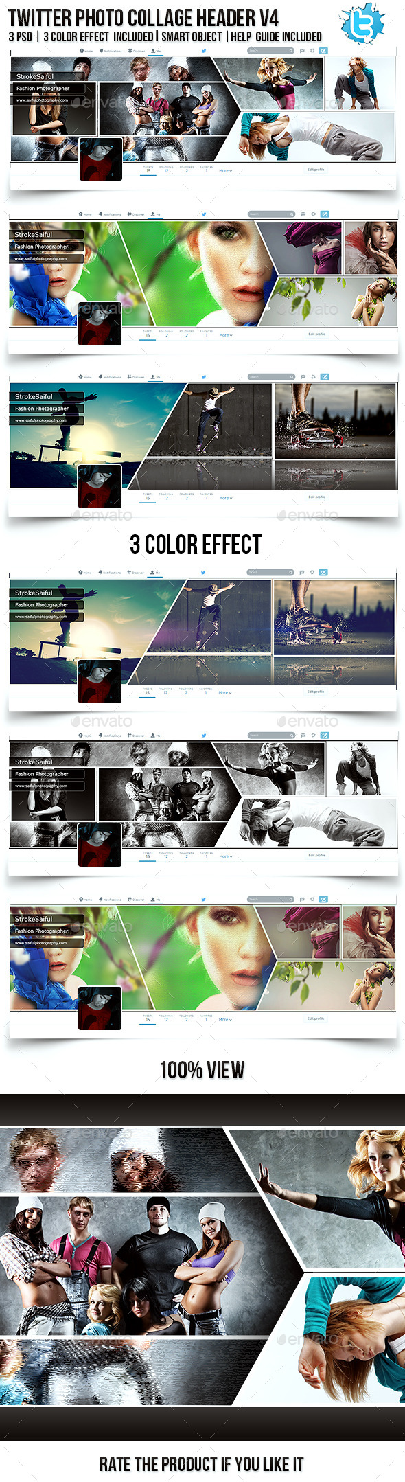Twitter Photo Collage Header V4, Web Elements | GraphicRiver