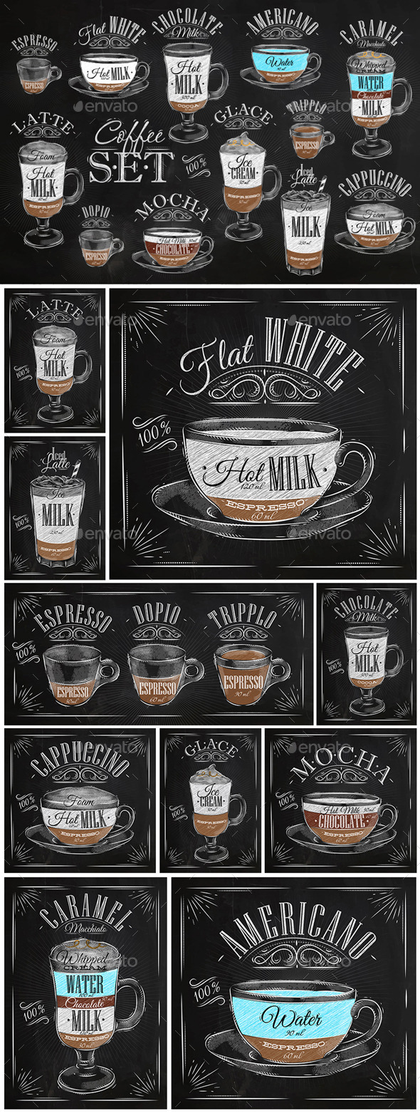 Set Coffee Chalk, Vectors | GraphicRiver