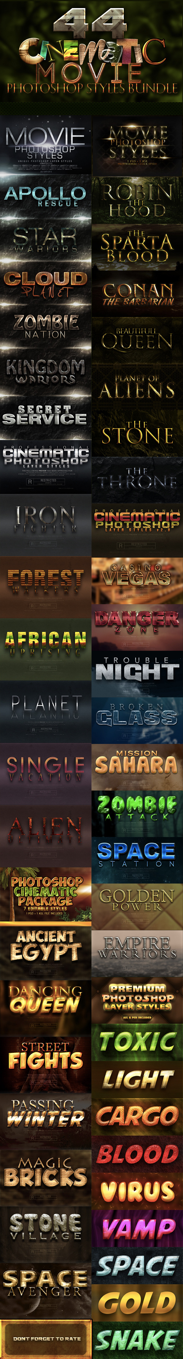 44 Cinematic Movie Styles, Add-ons | GraphicRiver