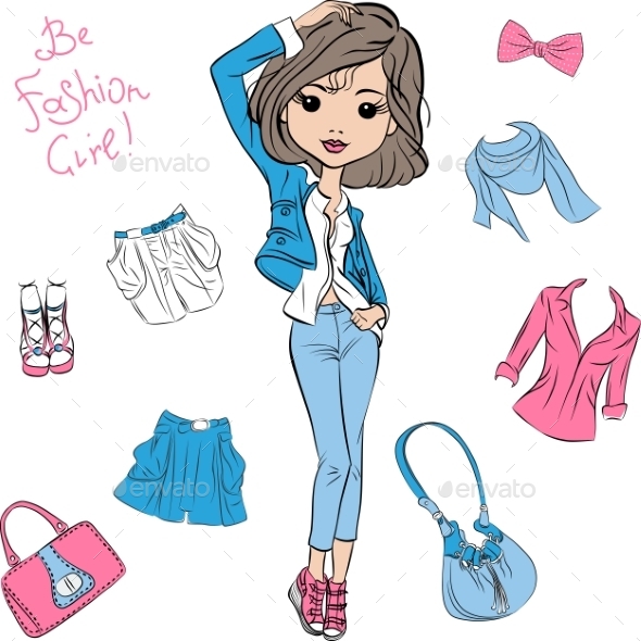 Vector Beautiful Fashion Girl Top Models , Vectors | GraphicRiver