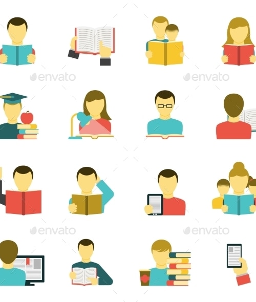 Reading Icons Set , Icons | GraphicRiver