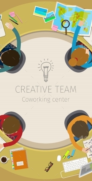 Concept Of Creative Teamwork. , Vectors | GraphicRiver