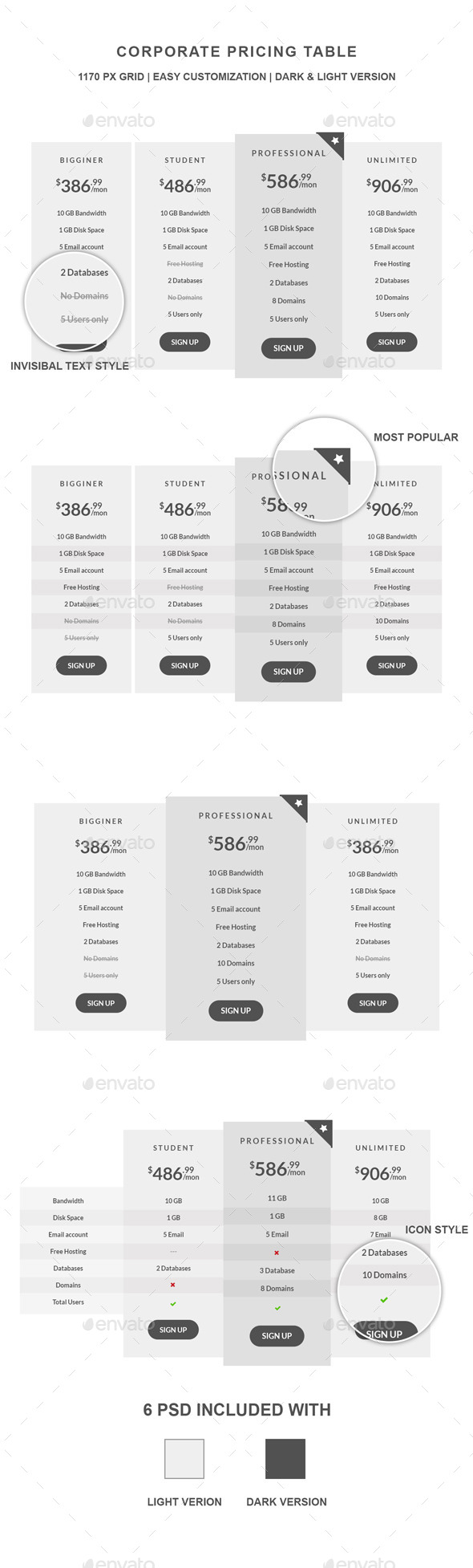 Corporate Tables, Web Elements | GraphicRiver