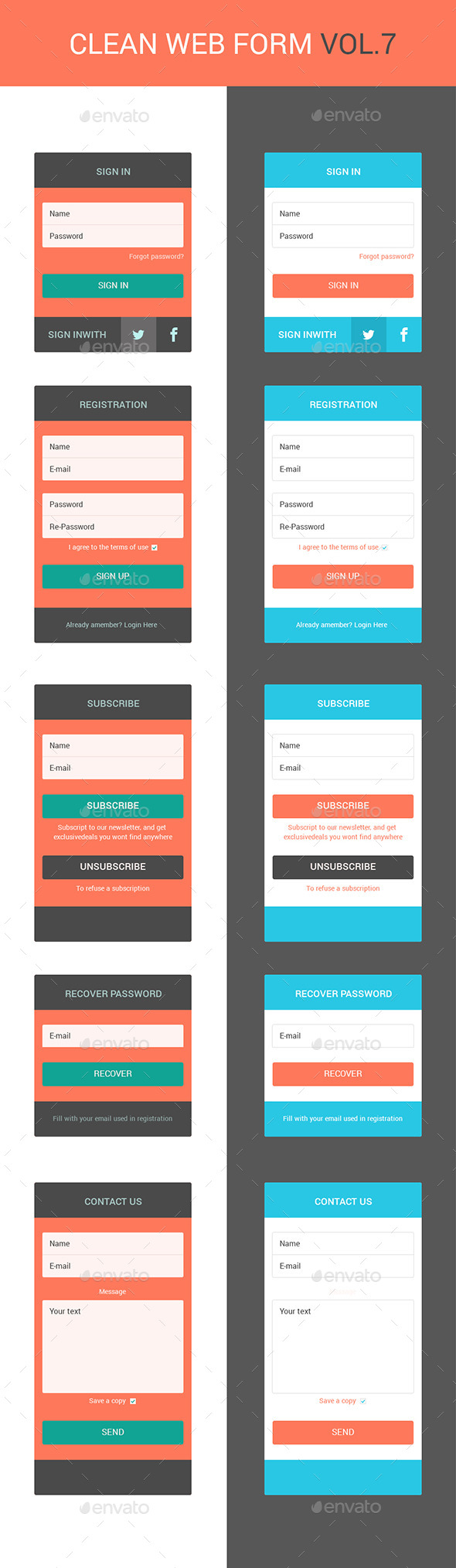 Clean web forms vol.7, Web Elements | GraphicRiver
