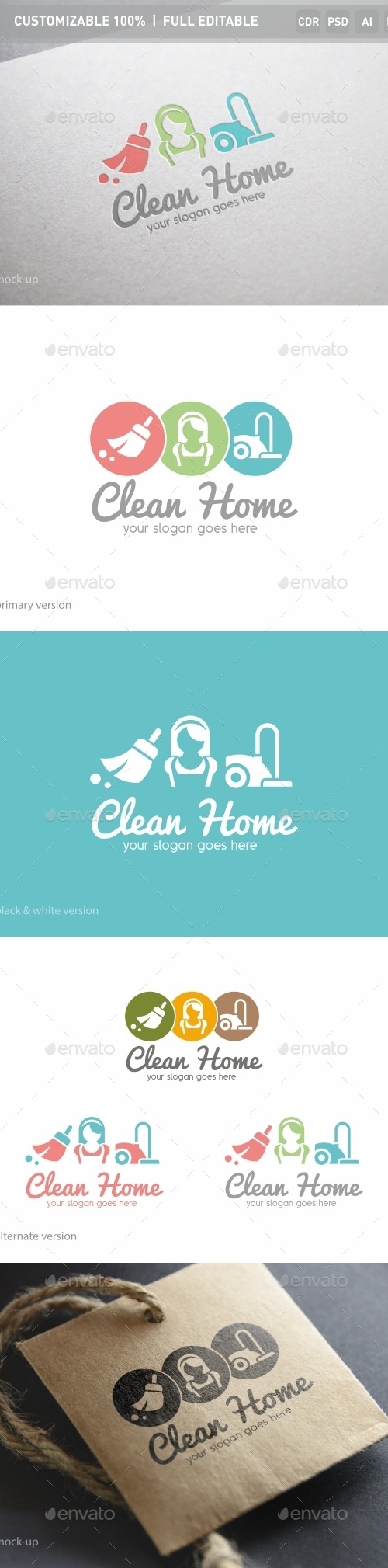 Clean Home Logo Template, Logo Templates | GraphicRiver