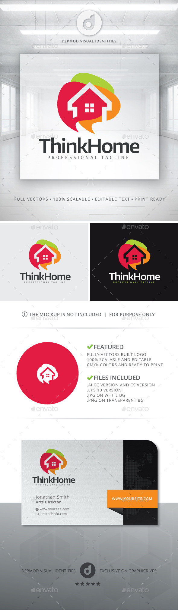 Think Home Logo, Logo Templates | GraphicRiver
