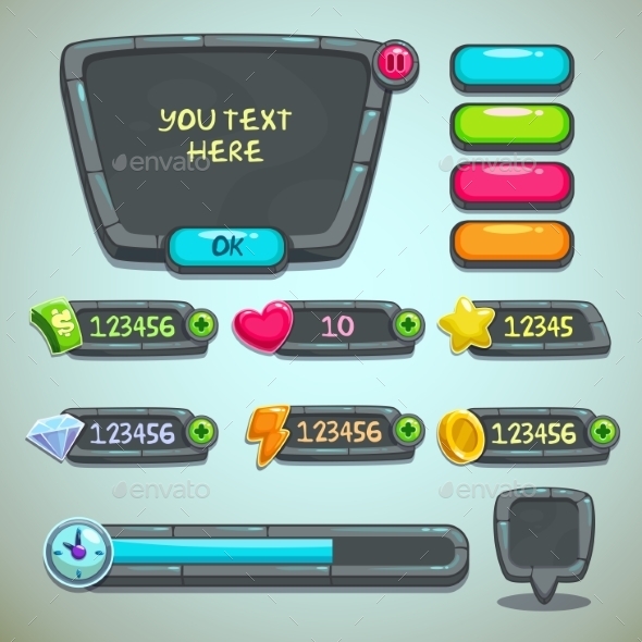 Gray Stone User Interface, Vectors | GraphicRiver