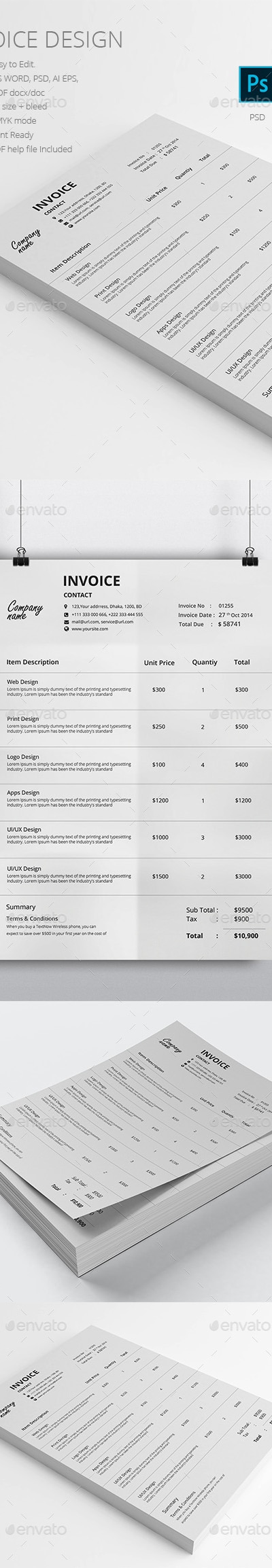 Invoice Design, Print Templates | GraphicRiver