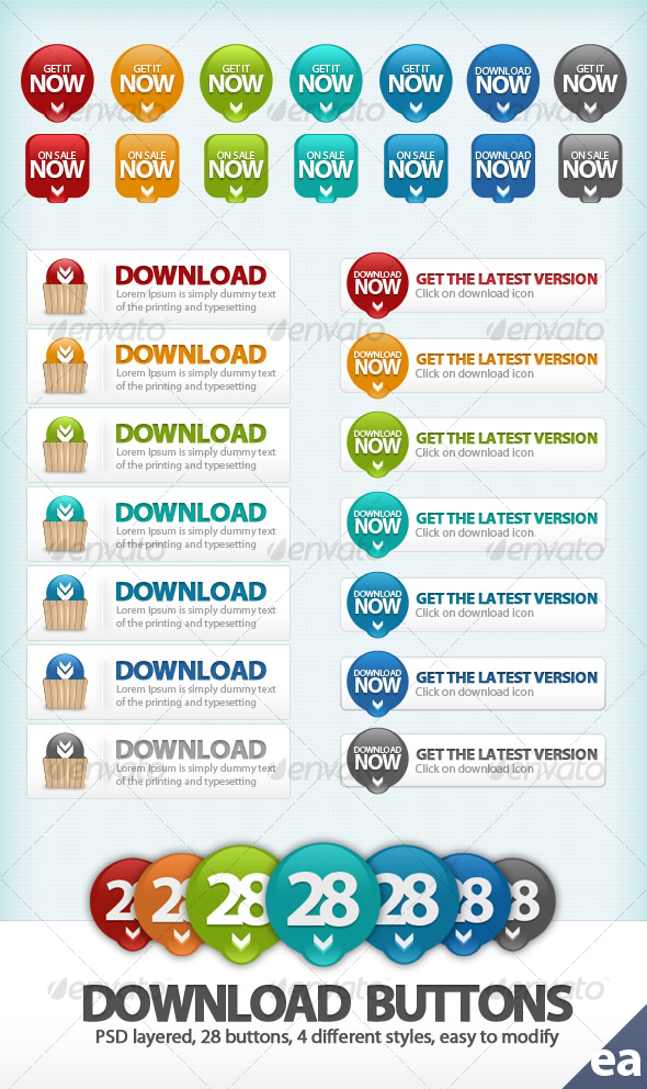 28 Download Buttons, Web Elements | GraphicRiver