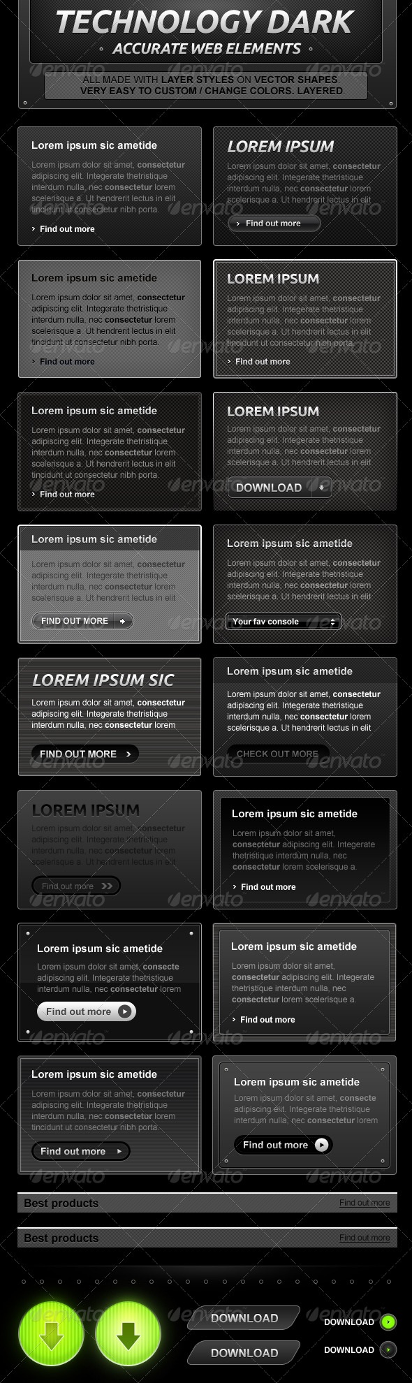 Black and Dark Web Design Elements, Web Elements | GraphicRiver