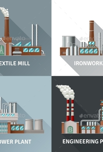 Factory Design Icons Set, Vectors | GraphicRiver