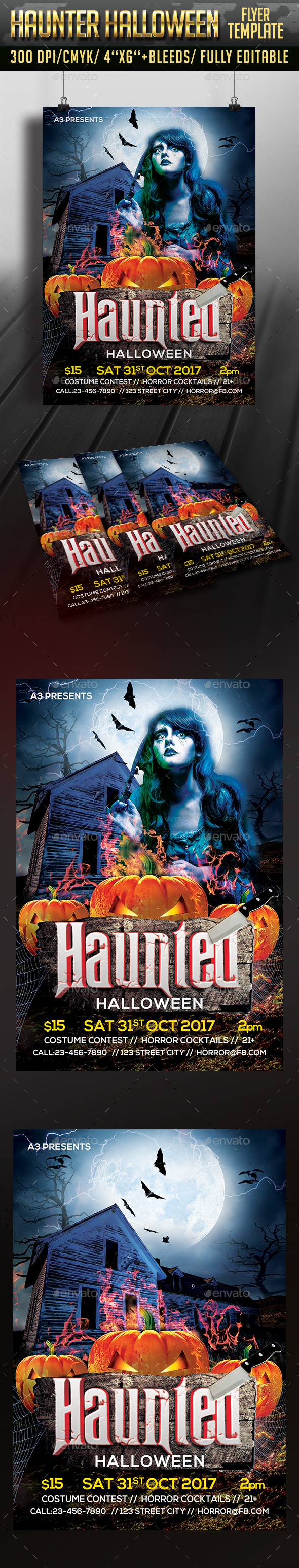 Haunted Halloween Flyer, Print Templates | GraphicRiver