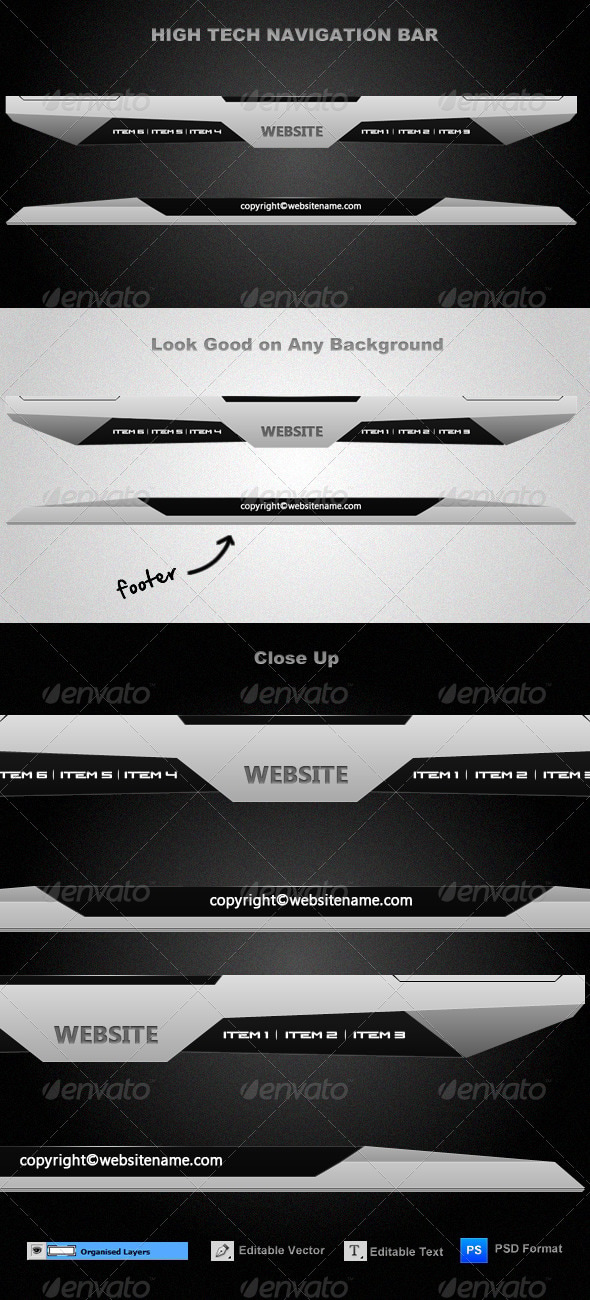 High-Tech Navigation Bar, Web Elements | GraphicRiver