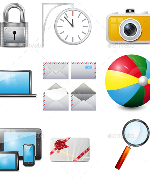 Realistic Icons, Vectors | GraphicRiver
