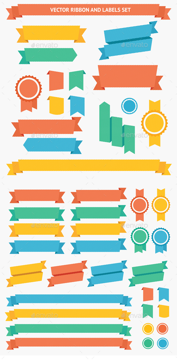 Ribbon and Labels Set, Vectors | GraphicRiver