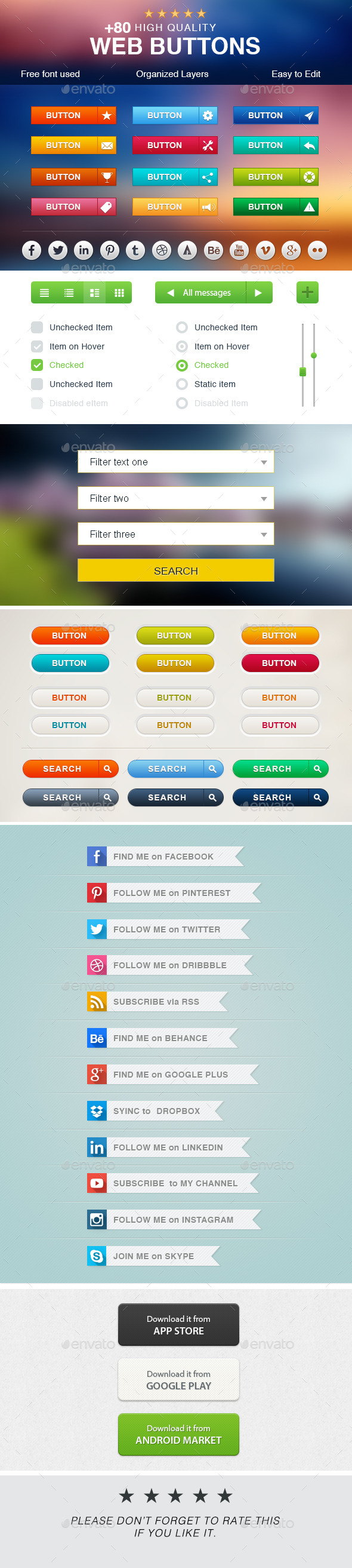 +80 WEB BUTTONS, Web Elements | GraphicRiver