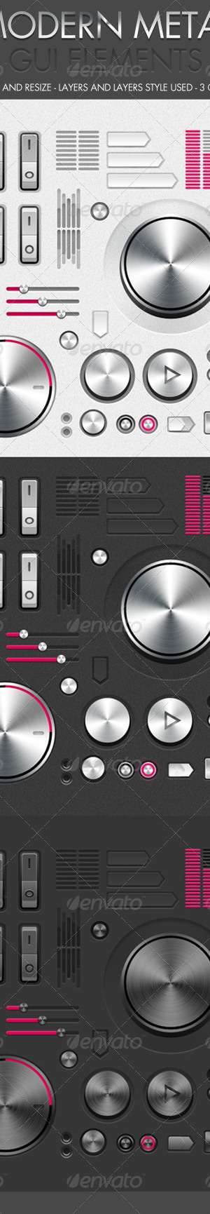 Modern Metal GUI Interface, Web Elements | GraphicRiver
