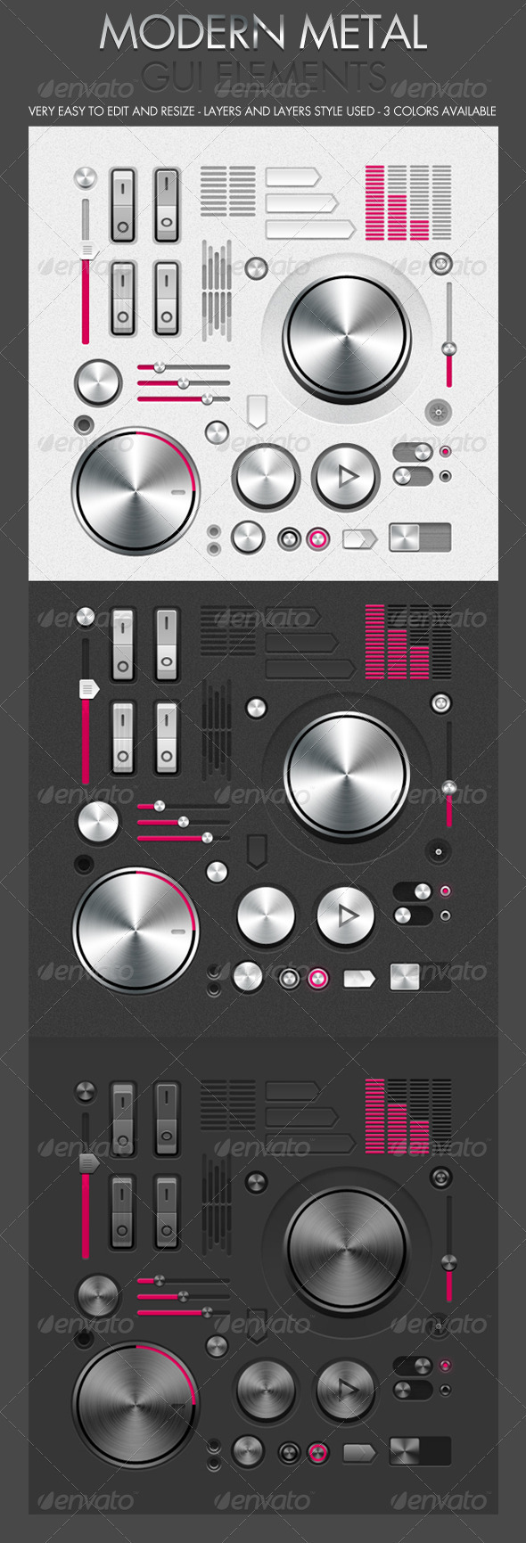 Modern Metal GUI Interface, Web Elements | GraphicRiver
