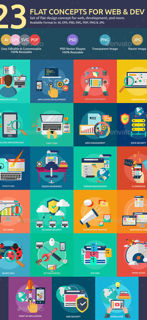 Flat Concepts for Web & Development, Vectors | GraphicRiver