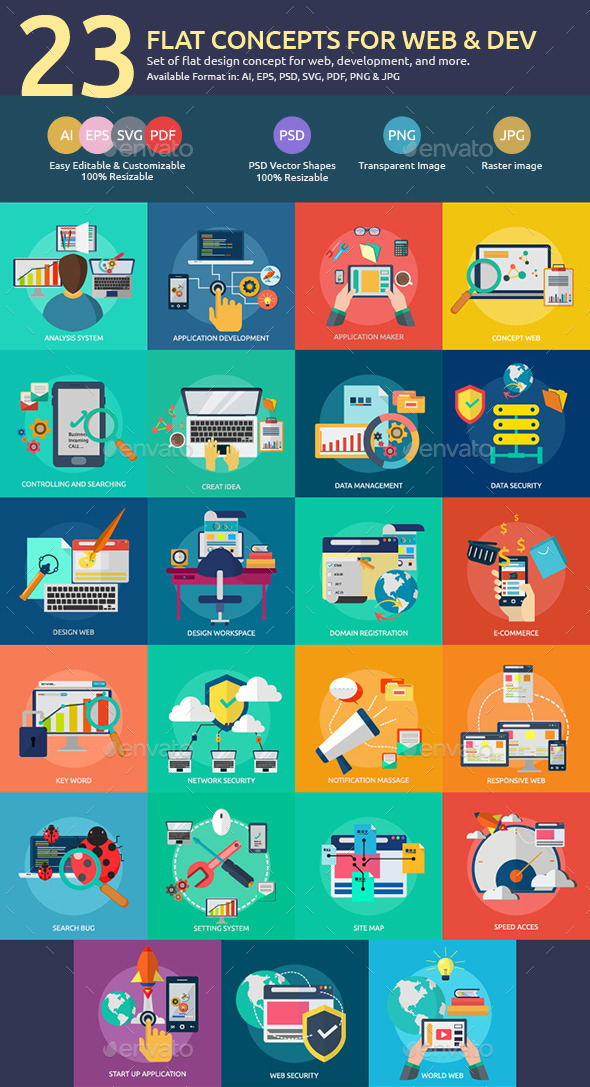 Flat Concepts for Web & Development, Vectors | GraphicRiver