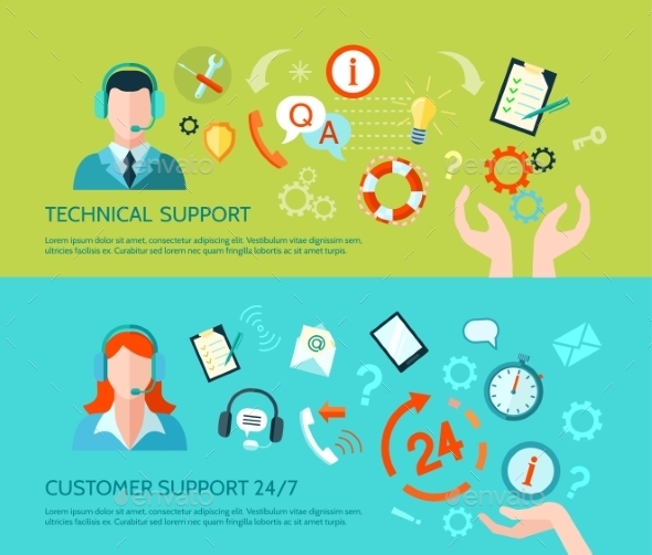 Technical Assistance And Support Banners, Vectors | GraphicRiver