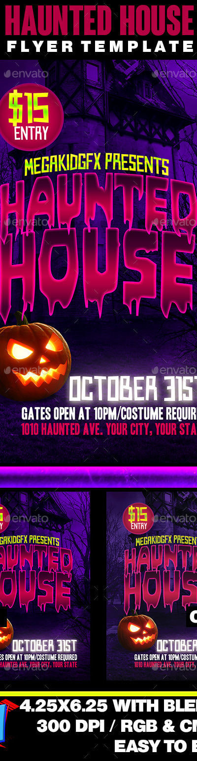 Haunted House Flyer Template, Print Templates | GraphicRiver