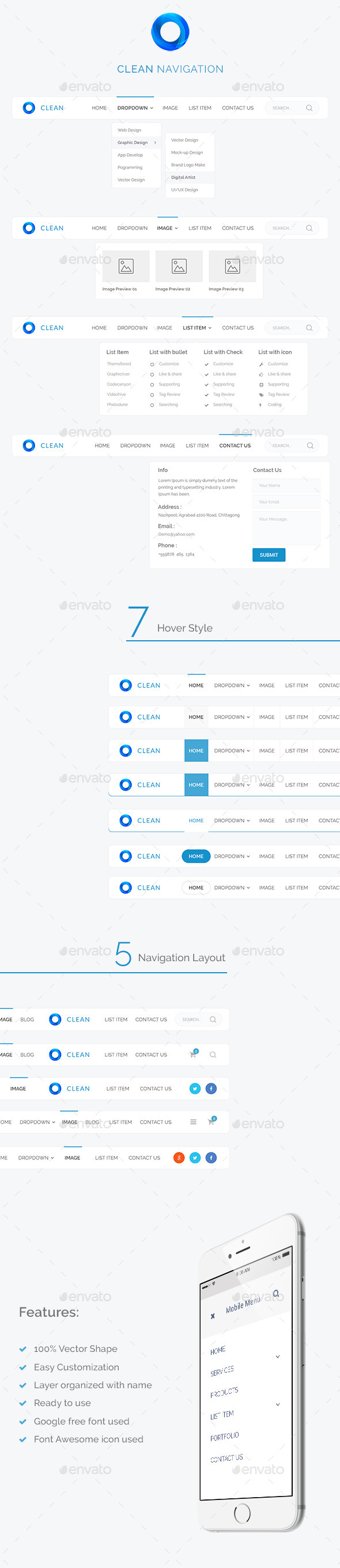 Clean Navigation, Web Elements | GraphicRiver