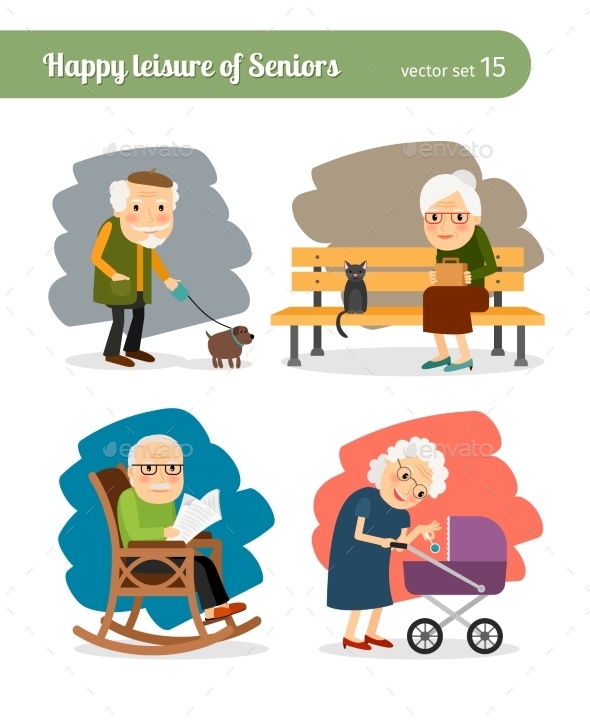 Retirement Old People, Vectors | GraphicRiver