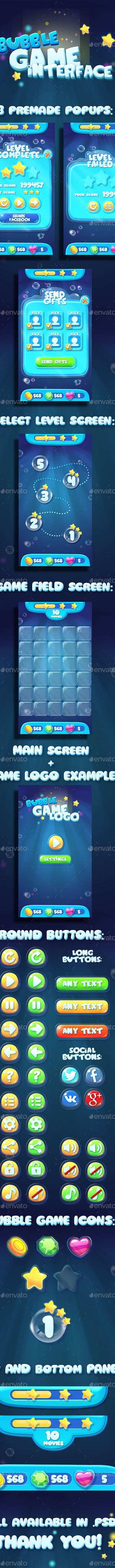 Bubble Water GUI Asset, Game Assets | GraphicRiver