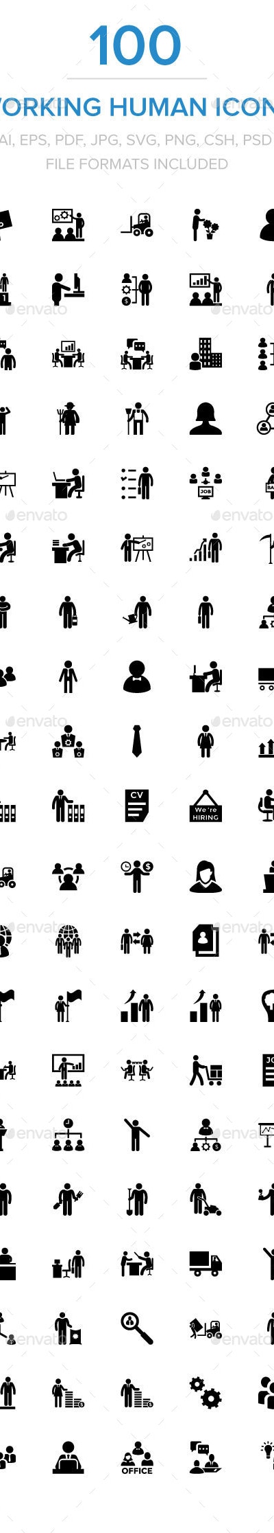 Working Human Icons, Icons | GraphicRiver