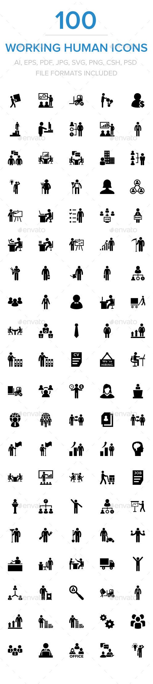Working Human Icons, Icons | GraphicRiver