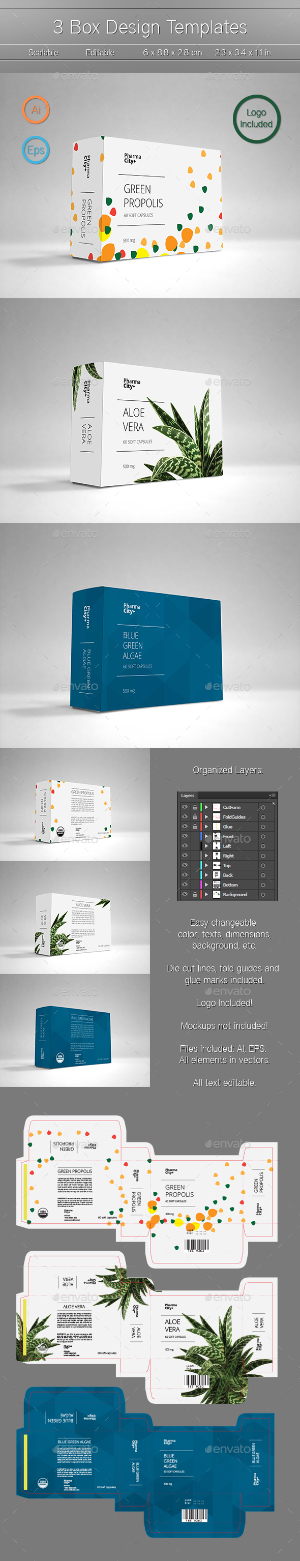 3 Box Design Templates, Print Templates | GraphicRiver
