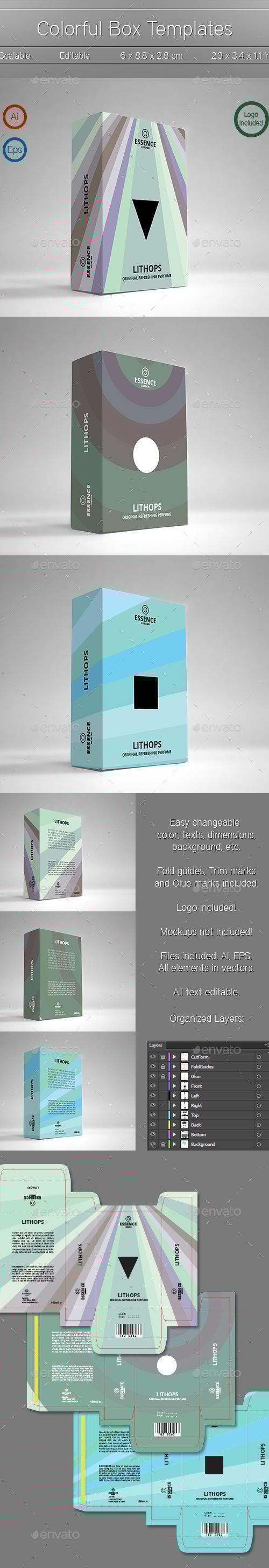 3 Colorful Box Templates, Print Templates | GraphicRiver