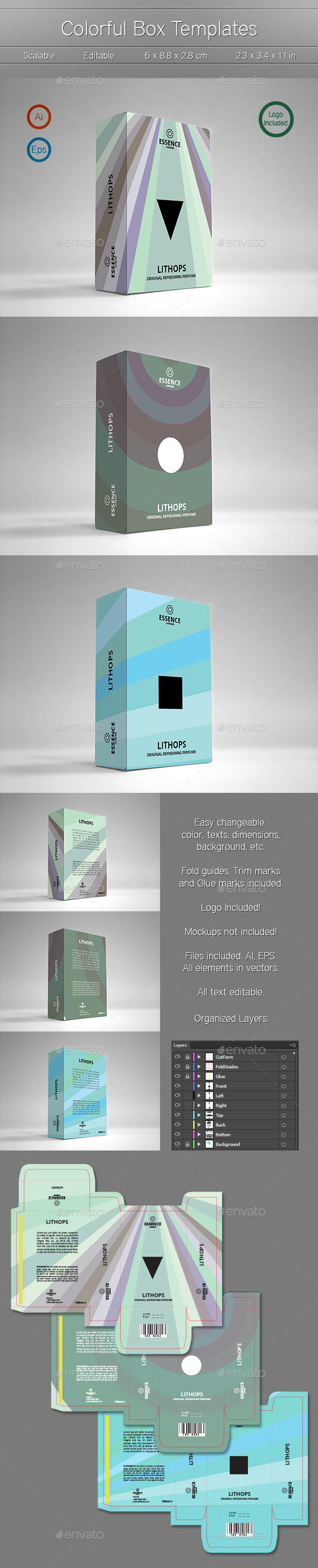 3 Colorful Box Templates, Print Templates | GraphicRiver