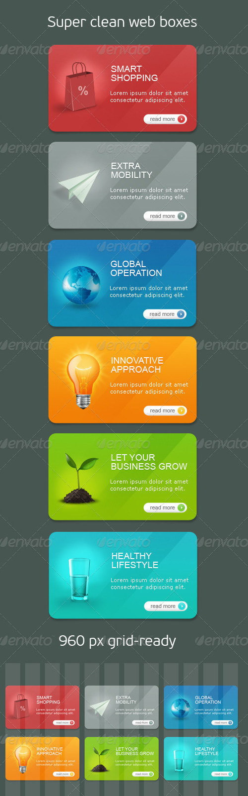High Quality Web Boxes with Icons, Web Elements | GraphicRiver
