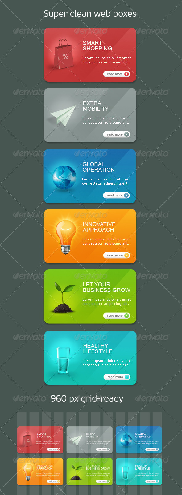 High Quality Web Boxes with Icons, Web Elements | GraphicRiver