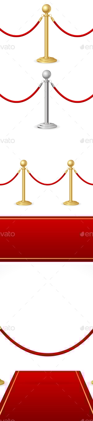 Red Event Carpet and Barrier Rope. Vector, Vectors | GraphicRiver