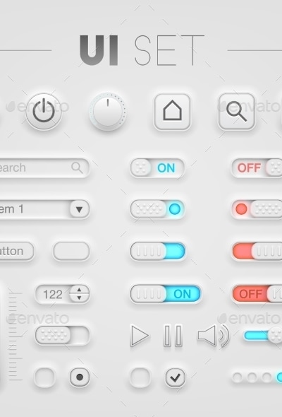 White UI Set, Vectors | GraphicRiver