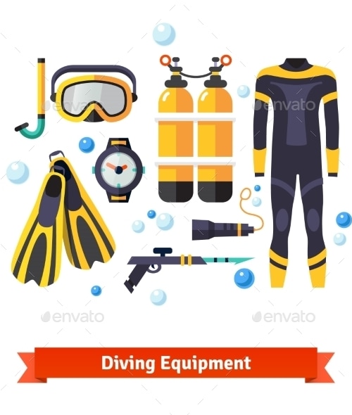 Diving Equipment Icons Set, Vectors | GraphicRiver