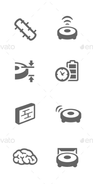 Simple Robot Cleaner Icons, Icons | GraphicRiver