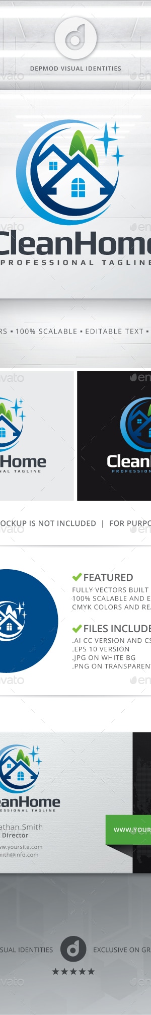 Clean Home Logo, Logo Templates | GraphicRiver