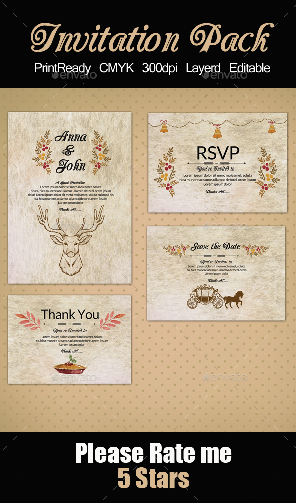 Rusty Invitation Pack, Print Templates | GraphicRiver