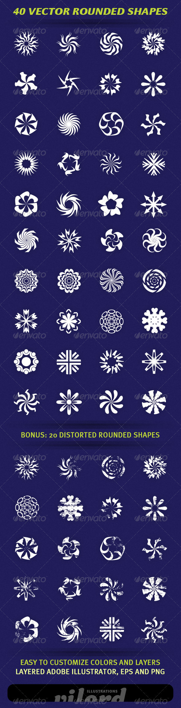 40 Vector Rounded Shapes, Vectors | GraphicRiver